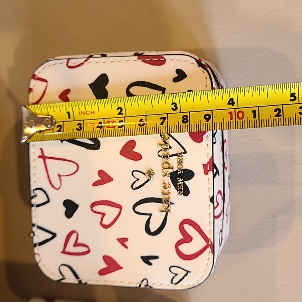 Kate Spade Staci scribble hearts printed travel jewelry box holder Valentine's - Picture 6 of 7